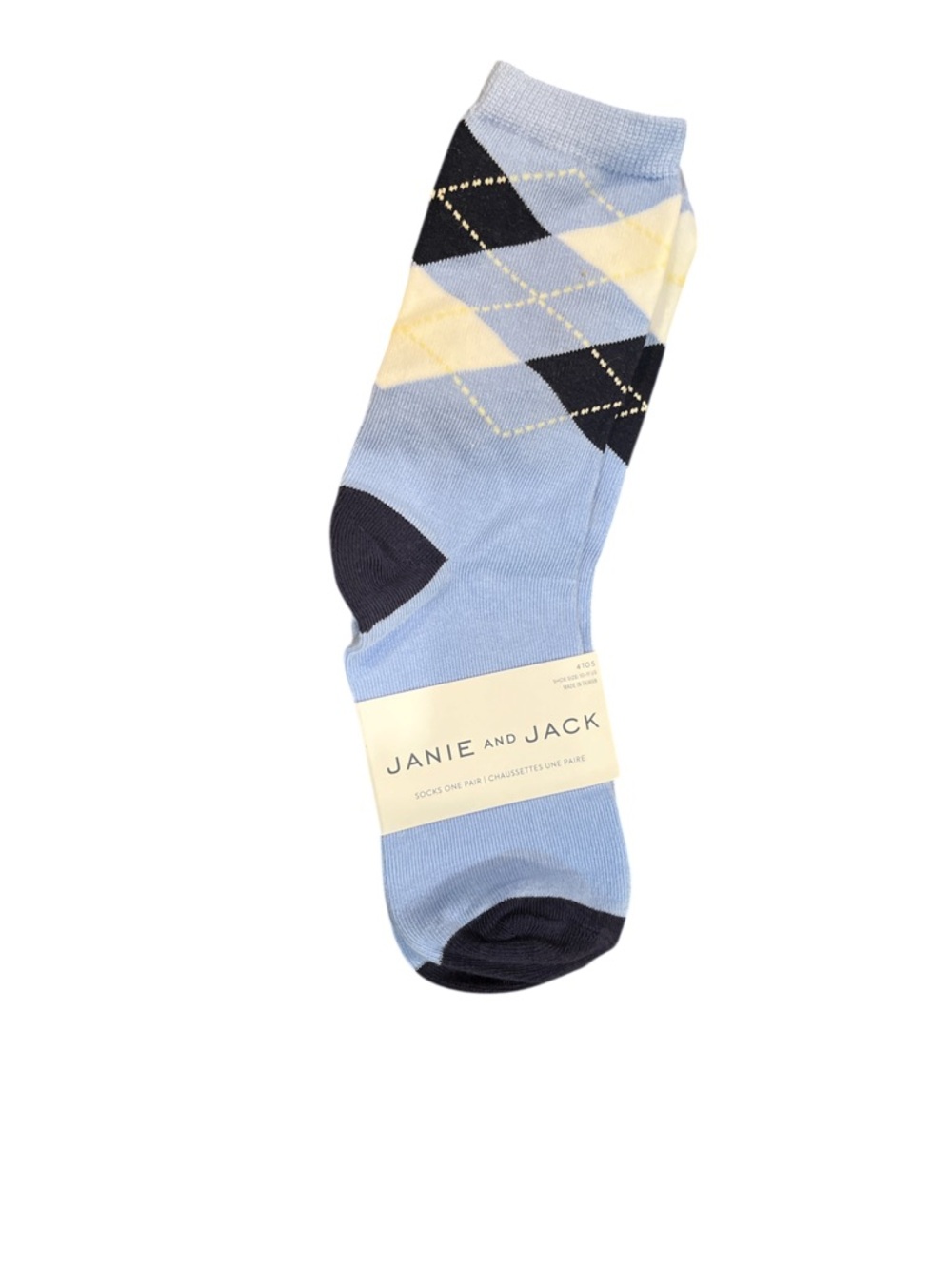Janie and Jack Light Blue Argyle Ankle Socks - Boy’s size 4 to 5 NWT